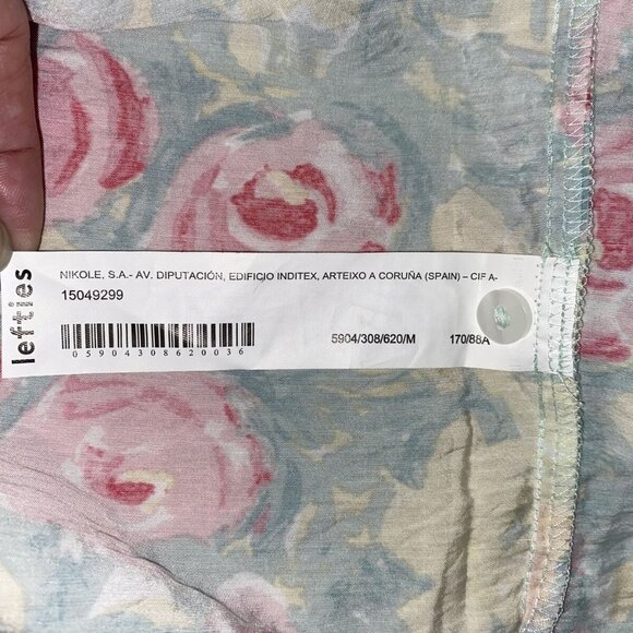 Lefties Women's Pink Floral Button-Down Shirt Viscose Blend Sz M NWT MSRP $89‎ - Picture 7 of 7